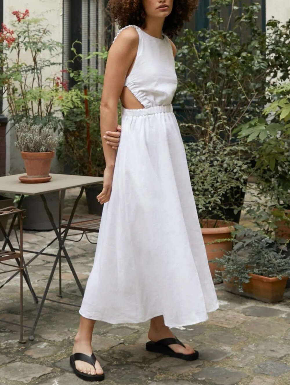 Pixie Market Beatrice White Linen Open Back Midi Dress - Picture 16 of 16